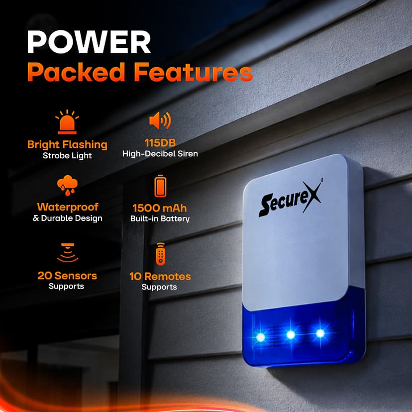 Wi-Fi Wireless Siren With Light & Backup (small) — view 3